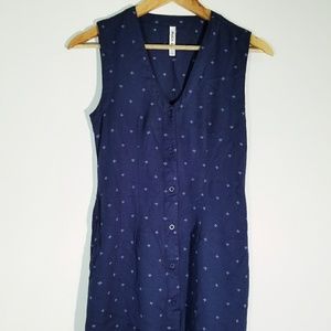 RVCA Women's Navy Button-down Mini Dress XS